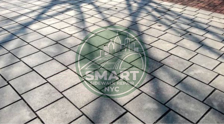 Recently repaired sidewalk with smooth, even surface and no visible damage.